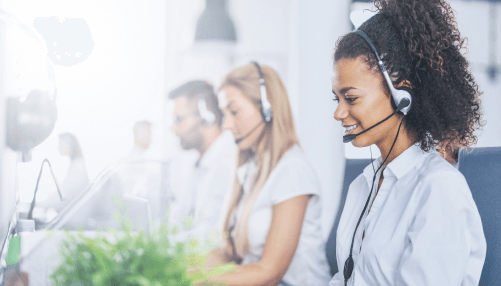 Woman providing chat support